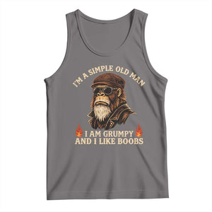 Funny Man Saying Tank Top Im A Simple Old Man I Am Grumpy And Like Boobs Bigfoot Gag Gift TS10 Deep Heather Print Your Wear