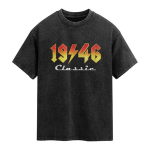 80th Birthday Washed Cotton T-Shirt Classic Born 1946 Turning 80 Year Old