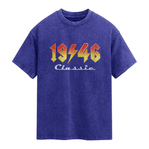 80th Birthday Washed Cotton T-Shirt Classic Born 1946 Turning 80 Year Old