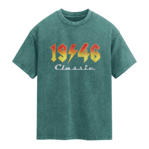 80th Birthday Washed Cotton T-Shirt Classic Born 1946 Turning 80 Year Old