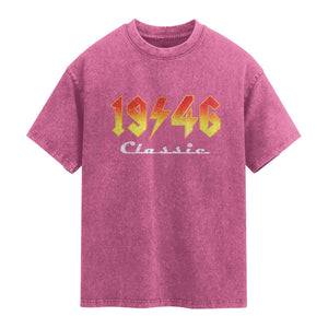 80th Birthday Washed Cotton T-Shirt Classic Born 1946 Turning 80 Year Old