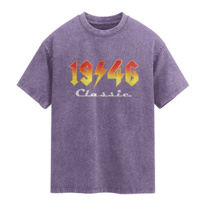 80th Birthday Washed Cotton T-Shirt Classic Born 1946 Turning 80 Year Old