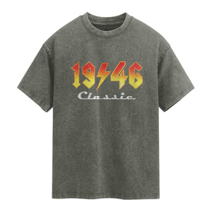 80th Birthday Washed Cotton T-Shirt Classic Born 1946 Turning 80 Year Old