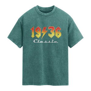 90th Birthday Washed Cotton T-Shirt Classic Born 1936 Turning 90 Year Old