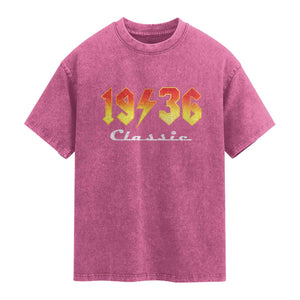 90th Birthday Washed Cotton T-Shirt Classic Born 1936 Turning 90 Year Old