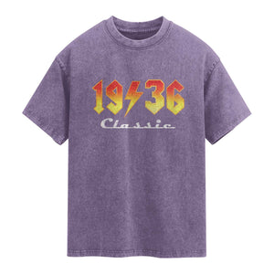 90th Birthday Washed Cotton T-Shirt Classic Born 1936 Turning 90 Year Old