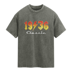 90th Birthday Washed Cotton T-Shirt Classic Born 1936 Turning 90 Year Old