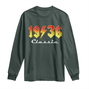 90th Birthday Long Sleeve Shirt Classic Born 1936 Turning 90 Year Old TS10 Dark Forest Green Print Your Wear