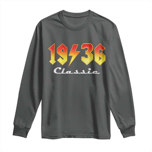 90th Birthday Long Sleeve Shirt Classic Born 1936 Turning 90 Year Old TS10 Dark Heather Print Your Wear