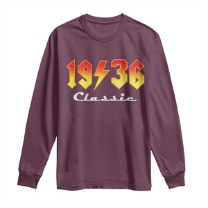 90th Birthday Long Sleeve Shirt Classic Born 1936 Turning 90 Year Old TS10 Maroon Print Your Wear