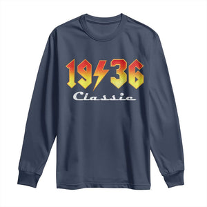 90th Birthday Long Sleeve Shirt Classic Born 1936 Turning 90 Year Old TS10 Navy Print Your Wear