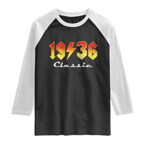 90th Birthday Raglan Shirt Classic Born 1936 Turning 90 Year Old TS10 Black White Print Your Wear