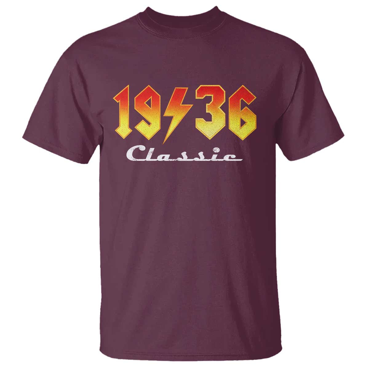 90th Birthday T Shirt Classic Born 1936 Turning 90 Year Old TS10 Maroon Print Your Wear
