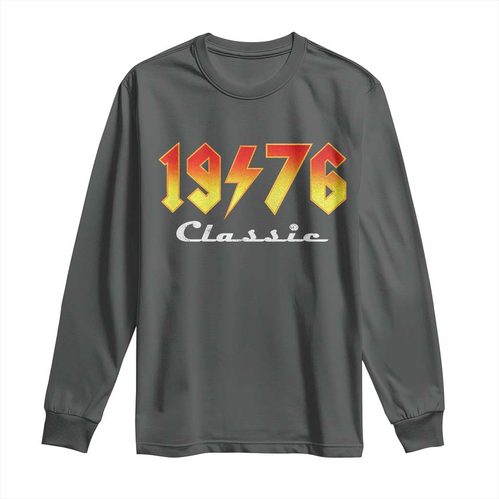 50th Birthday Long Sleeve Shirt Classic Born 1976 Turning 50 Year Old TS10 Dark Heather Print Your Wear