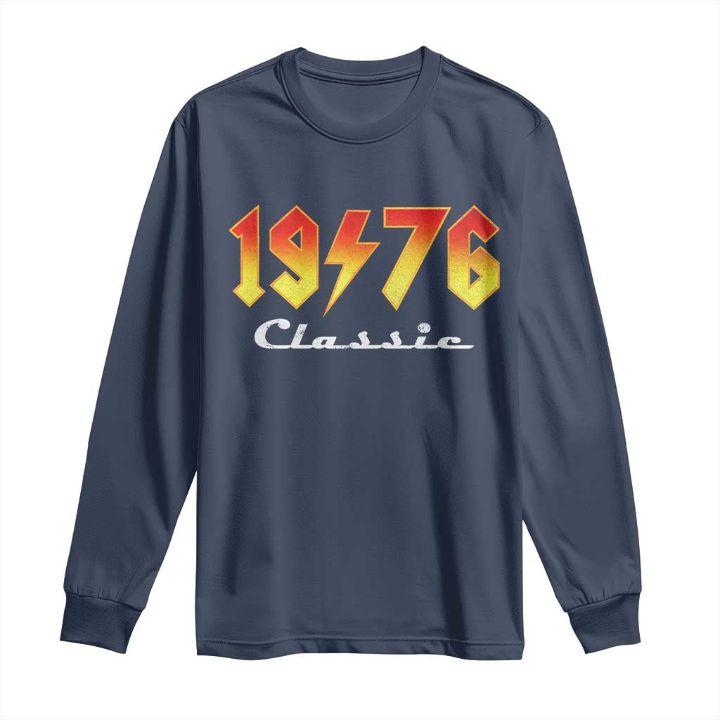 50th Birthday Long Sleeve Shirt Classic Born 1976 Turning 50 Year Old TS10 Navy Print Your Wear