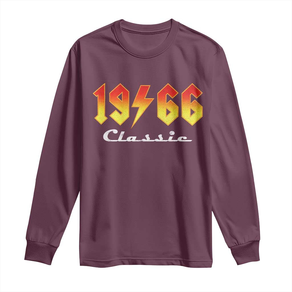 60th Birthday Long Sleeve Shirt Classic Born 1966 Turning 60 Year Old TS10 Maroon Print Your Wear
