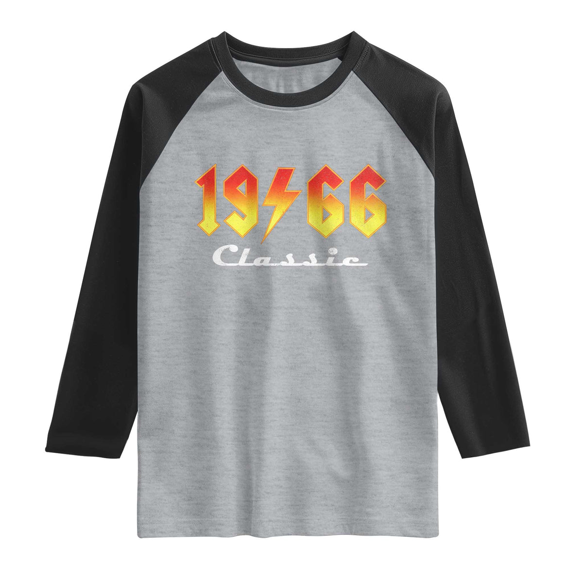60th Birthday Raglan Shirt Classic Born 1966 Turning 60 Year Old TS10 Heather Gray Black Print Your Wear