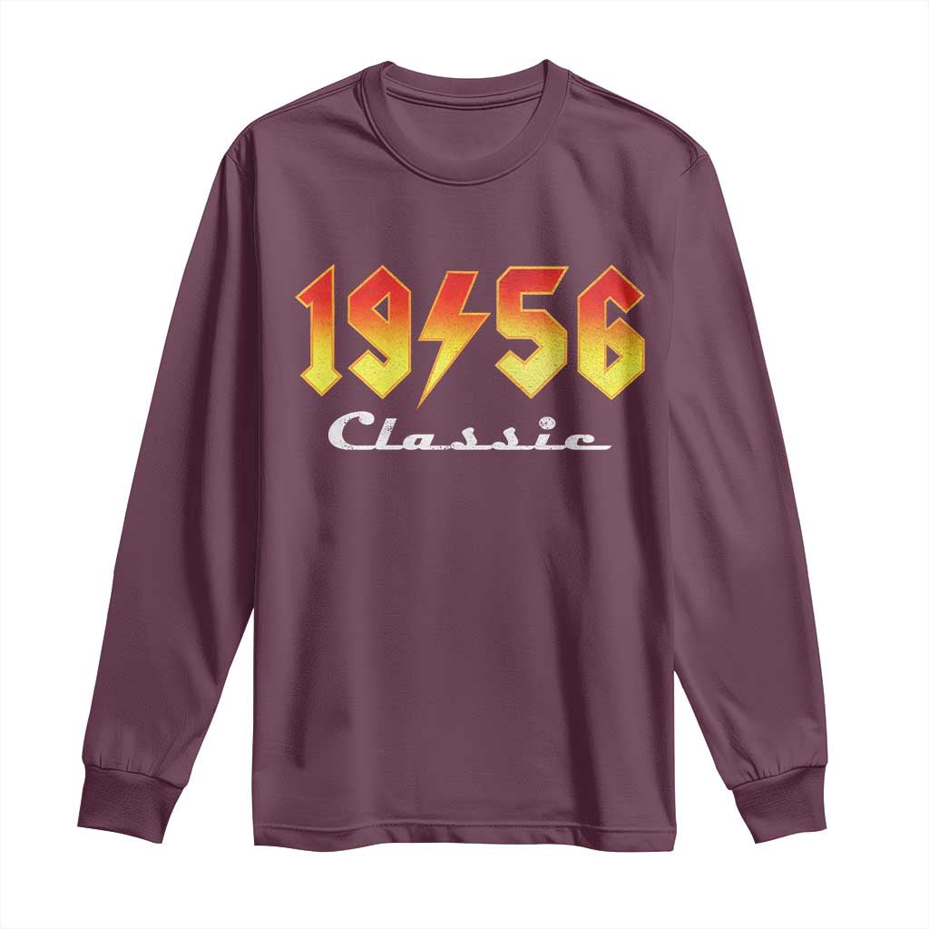 70th Birthday Long Sleeve Shirt Classic Born 1956 Turning 70 Year Old TS10 Maroon Print Your Wear