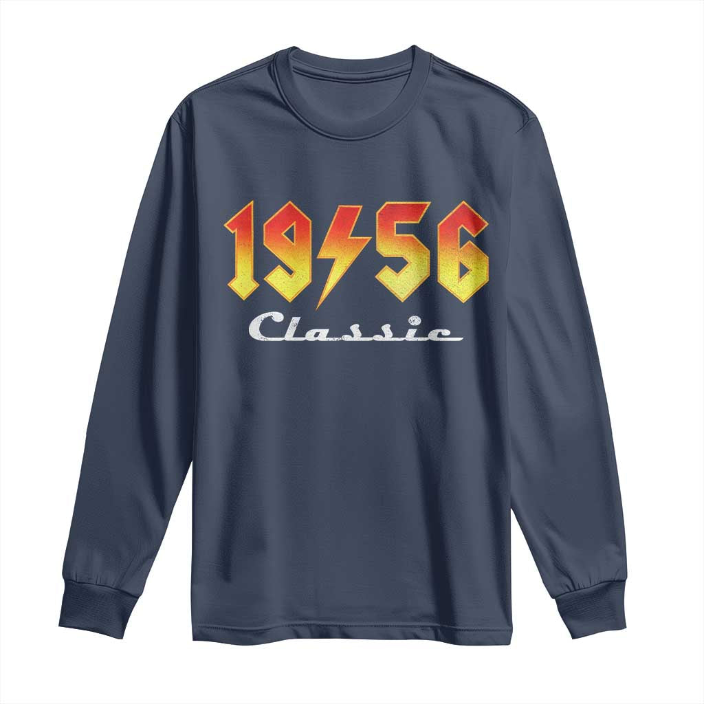70th Birthday Long Sleeve Shirt Classic Born 1956 Turning 70 Year Old TS10 Navy Print Your Wear