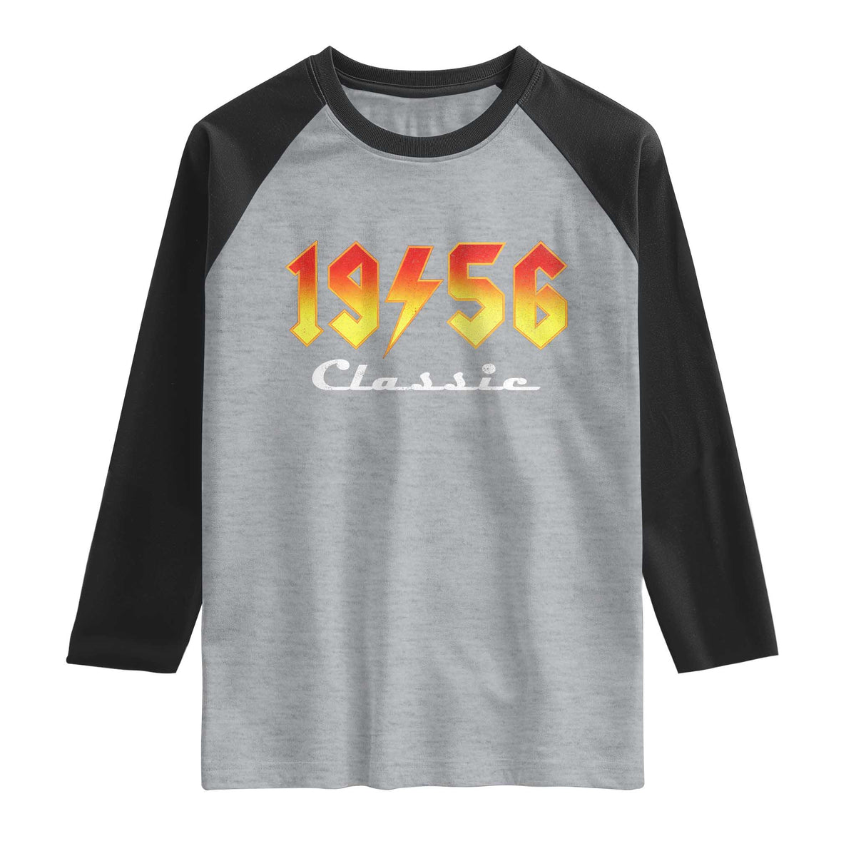 70th Birthday Raglan Shirt Classic Born 1956 Turning 70 Year Old TS10 Heather Gray Black Print Your Wear