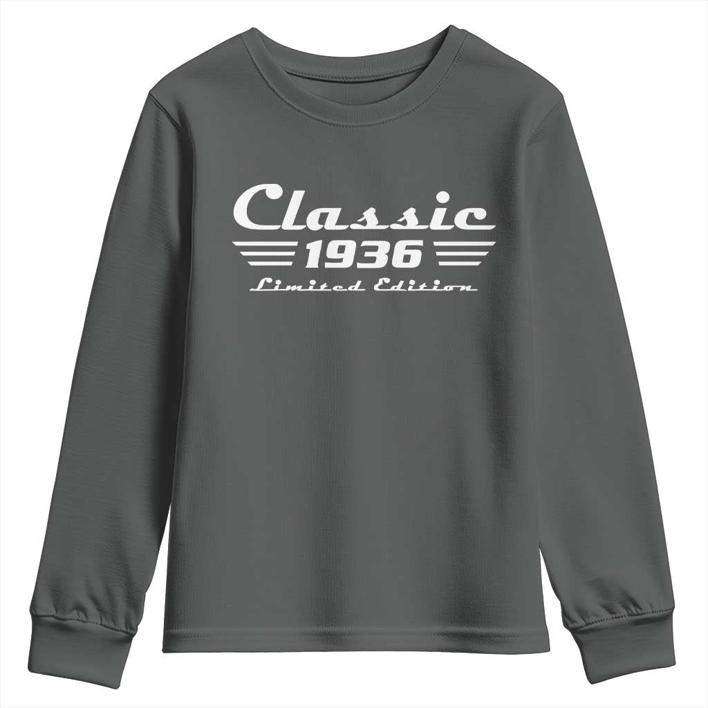Classic 1936 Birthday Youth Sweatshirt 90yr 90th Birthday Gift TS10 Dark Heather Print Your Wear