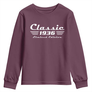 Classic 1936 Birthday Youth Sweatshirt 90yr 90th Birthday Gift TS10 Maroon Print Your Wear