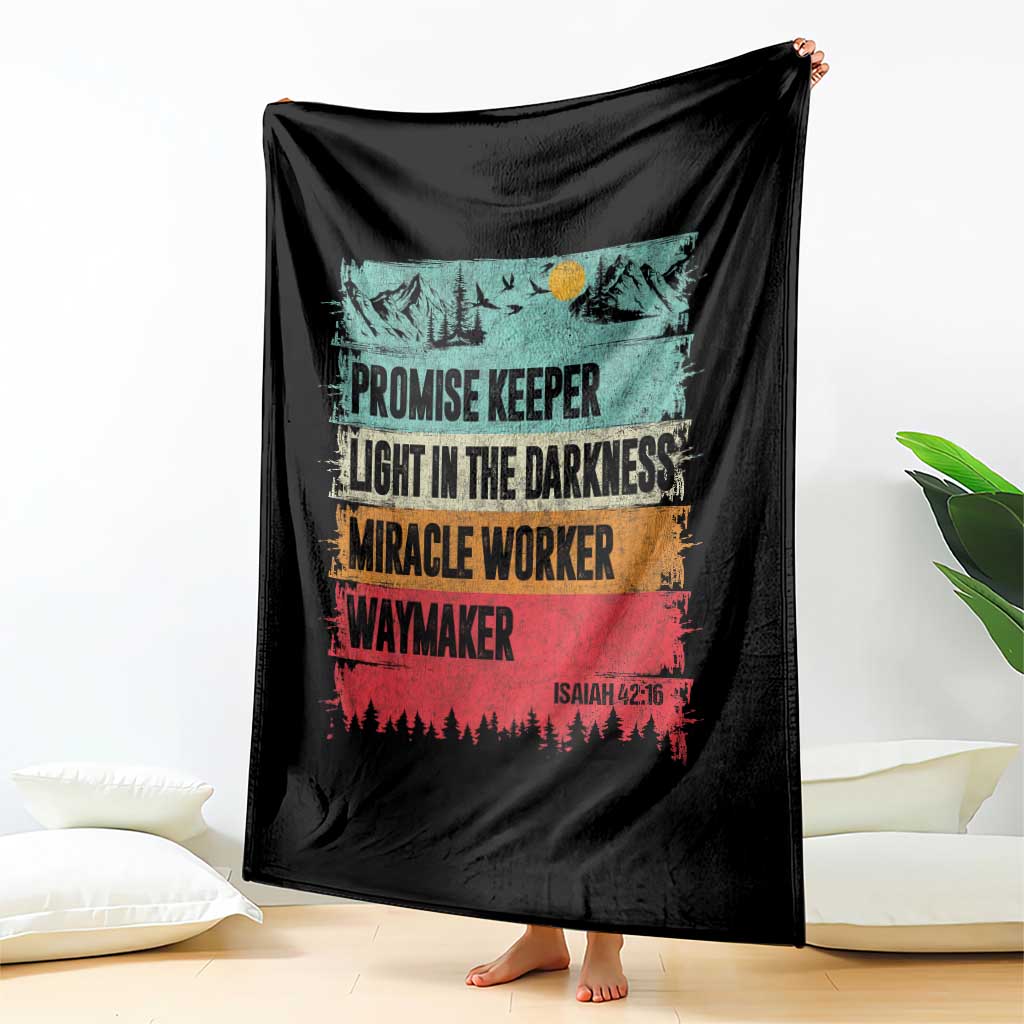 Vintage Christian Worship Throw Blanket Isaiah 42:16 Waymaker Promise Keeper Miracle Worker TS10 Print Your Wear