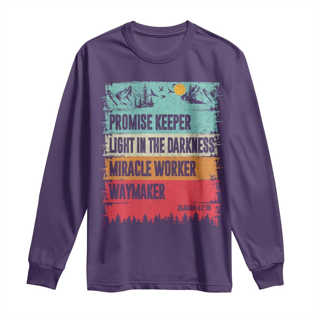 Vintage Christian Worship Long Sleeve Shirt Isaiah 42:16 Waymaker Promise Keeper Miracle Worker TS10 Purple Print Your Wear