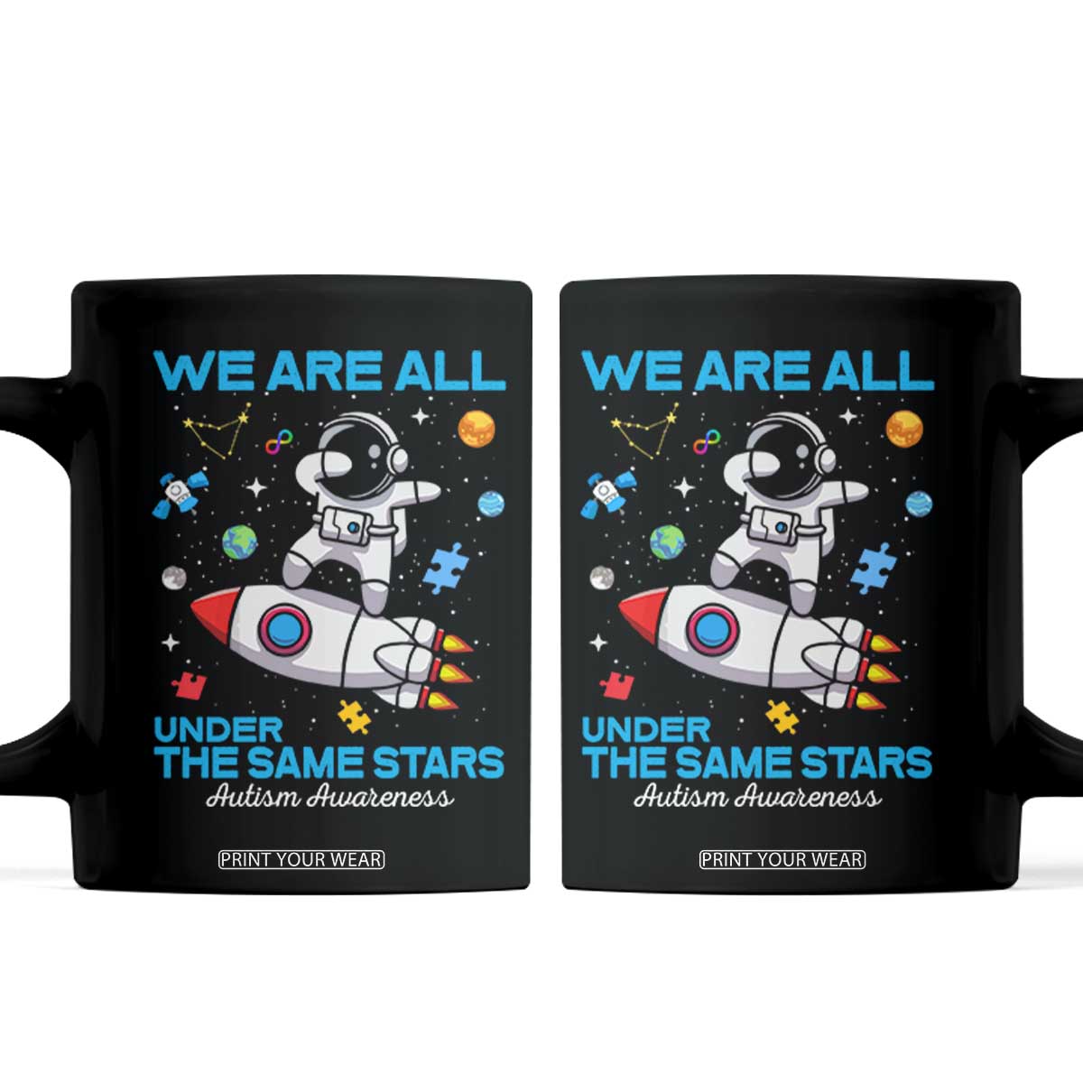 Autism Acceptance Coffee Mug We Are All Under The Same Stars TS10 Black Print Your Wear