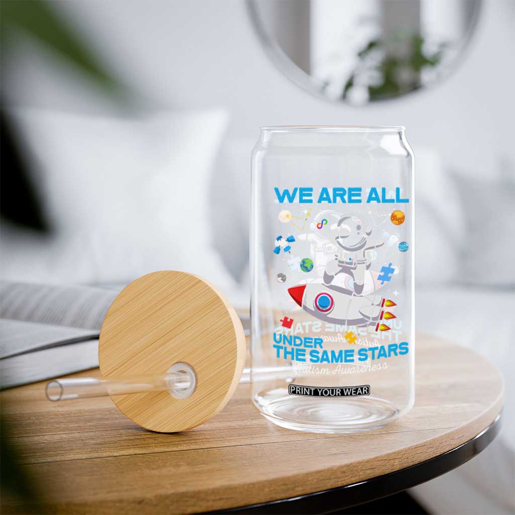 Autism Acceptance Glass Can We Are All Under The Same Stars TS10 Print Your Wear
