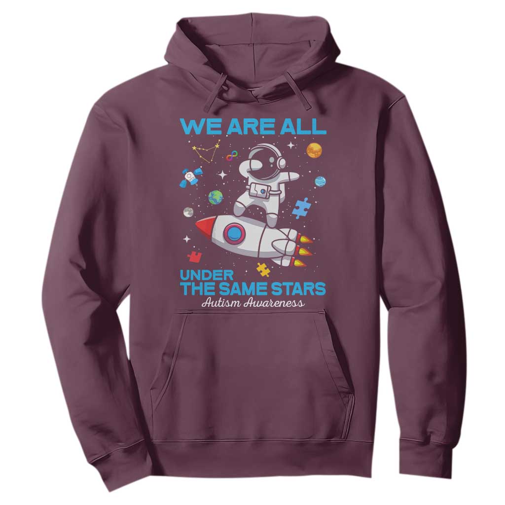Autism Acceptance Hoodie We Are All Under The Same Stars TS10 Maroon Print Your Wear