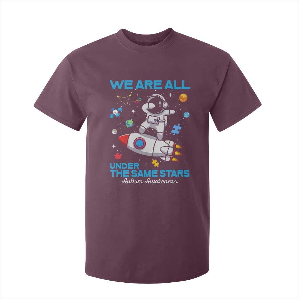 Autism Acceptance T Shirt For Kid We Are All Under The Same Stars TS10 Maroon Print Your Wear