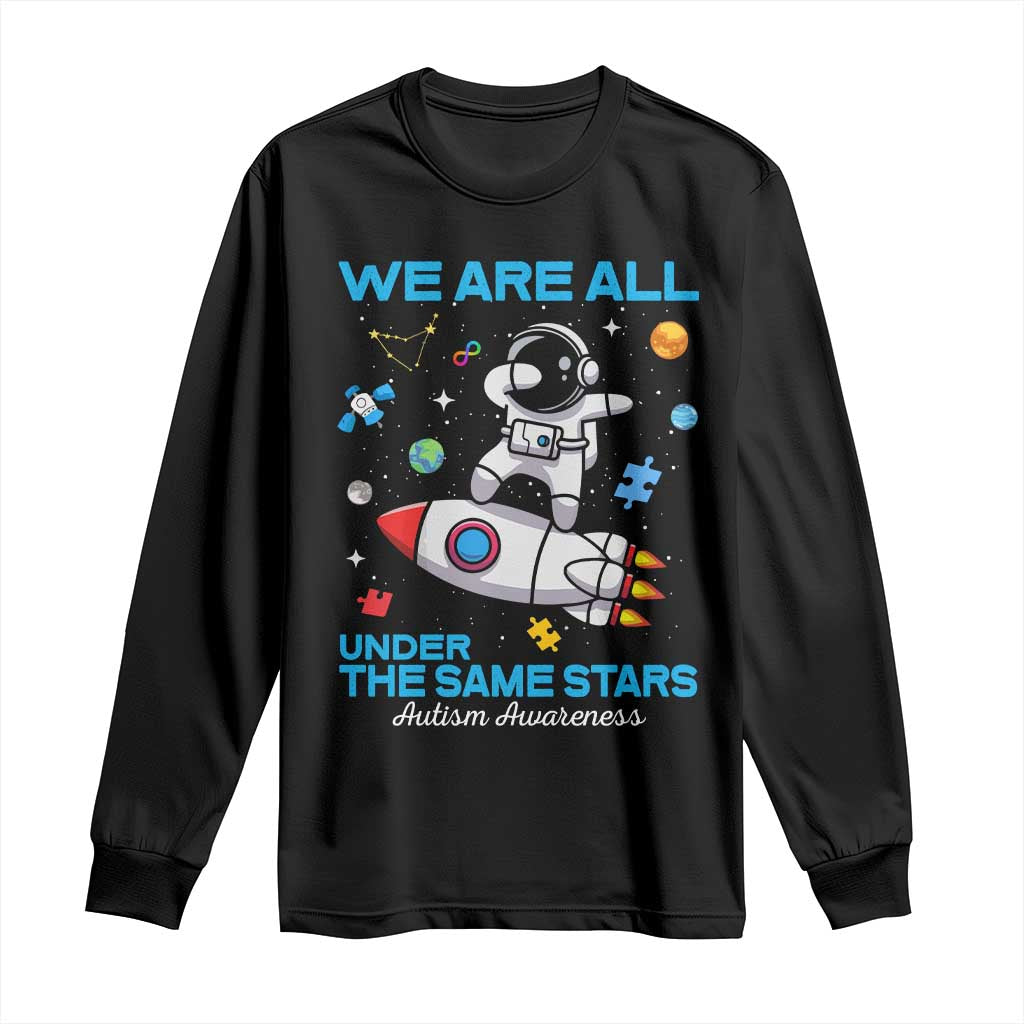 Autism Acceptance Long Sleeve Shirt We Are All Under The Same Stars TS10 Black Print Your Wear