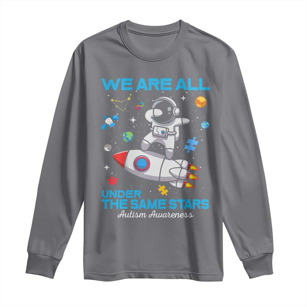 Autism Acceptance Long Sleeve Shirt We Are All Under The Same Stars TS10 Charcoal Print Your Wear