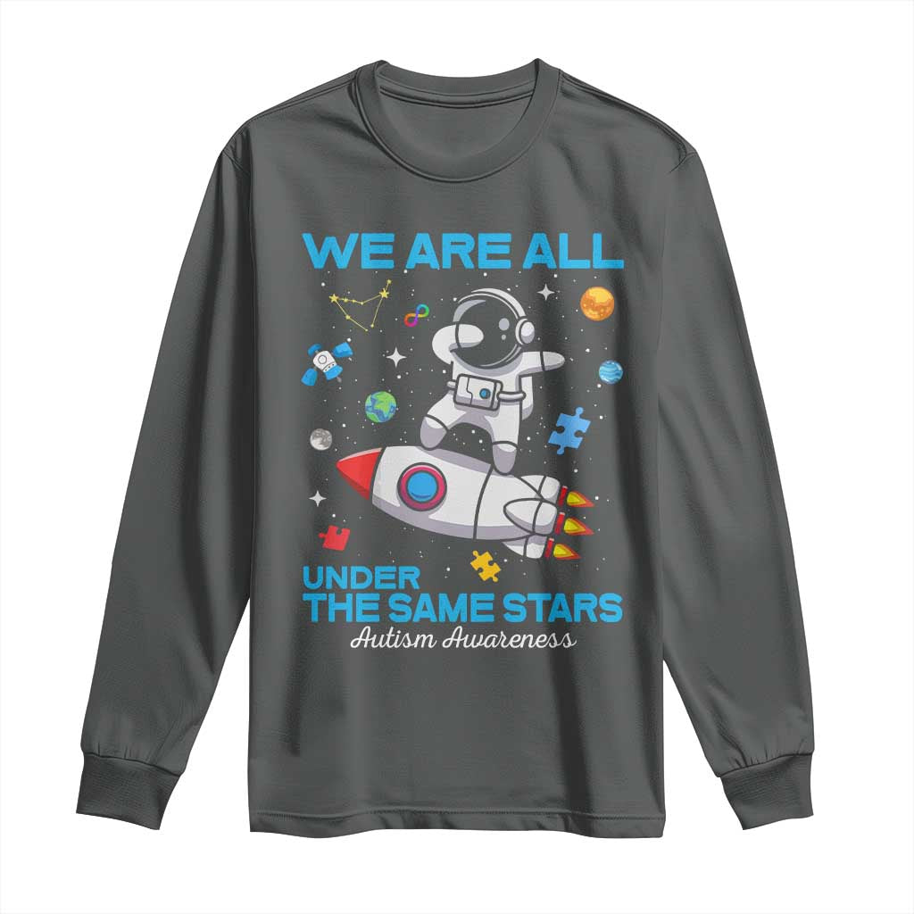 Autism Acceptance Long Sleeve Shirt We Are All Under The Same Stars TS10 Dark Heather Print Your Wear