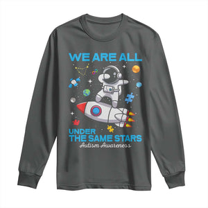 Autism Acceptance Long Sleeve Shirt We Are All Under The Same Stars TS10 Dark Heather Print Your Wear