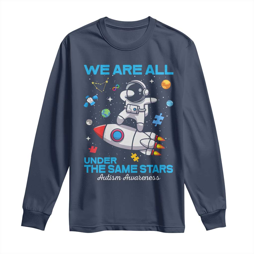 Autism Acceptance Long Sleeve Shirt We Are All Under The Same Stars TS10 Navy Print Your Wear
