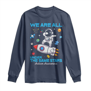 Autism Acceptance Long Sleeve Shirt We Are All Under The Same Stars TS10 Navy Print Your Wear