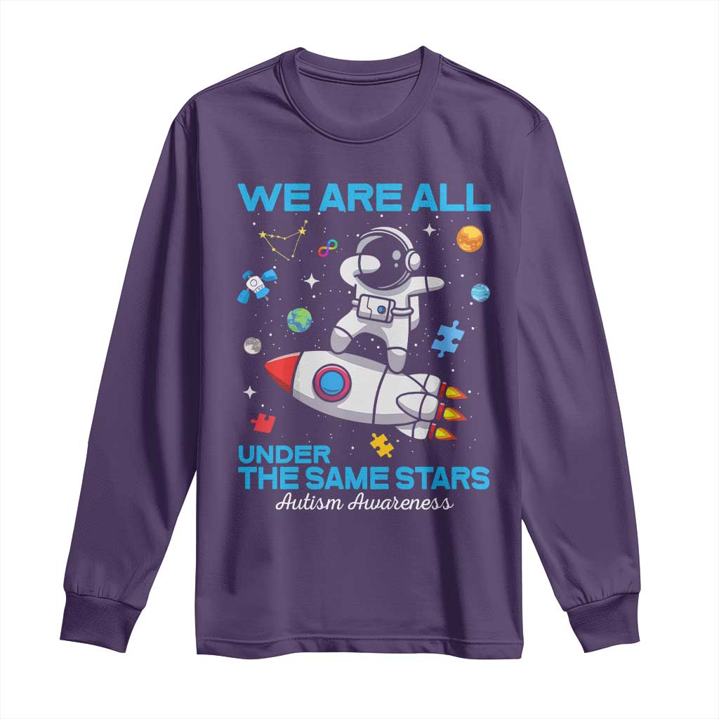 Autism Acceptance Long Sleeve Shirt We Are All Under The Same Stars TS10 Purple Print Your Wear