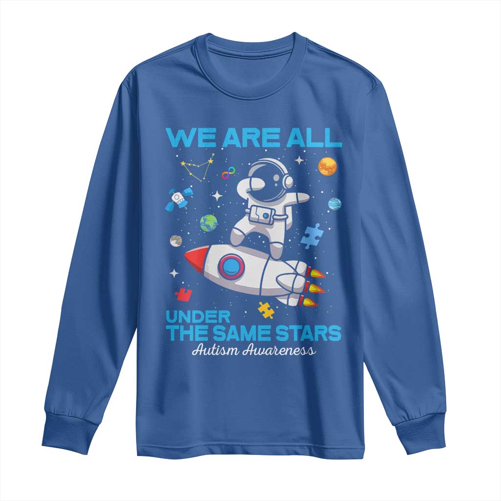 Autism Acceptance Long Sleeve Shirt We Are All Under The Same Stars TS10 Royal Blue Print Your Wear