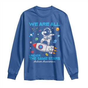 Autism Acceptance Long Sleeve Shirt We Are All Under The Same Stars TS10 Royal Blue Print Your Wear