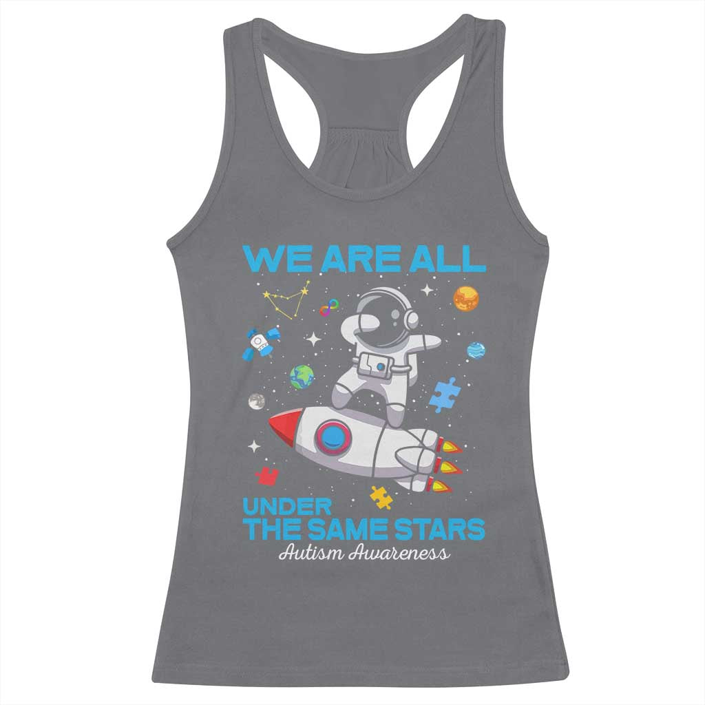 Autism Acceptance Racerback Tank Top We Are All Under The Same Stars TS10 Charcoal Print Your Wear