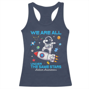 Autism Acceptance Racerback Tank Top We Are All Under The Same Stars TS10 Navy Print Your Wear