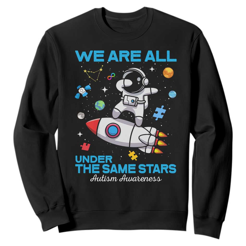 Autism Acceptance Sweatshirt We Are All Under The Same Stars TS10 Black Print Your Wear