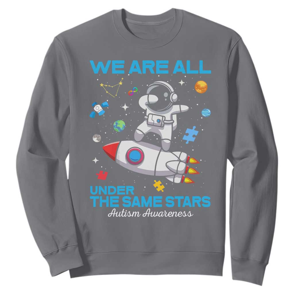 Autism Acceptance Sweatshirt We Are All Under The Same Stars TS10 Charcoal Print Your Wear