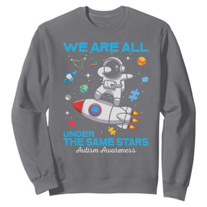 Autism Acceptance Sweatshirt We Are All Under The Same Stars TS10 Charcoal Print Your Wear