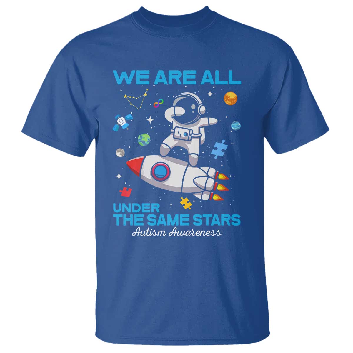 Autism Acceptance T Shirt We Are All Under The Same Stars TS10 Royal Blue Print Your Wear