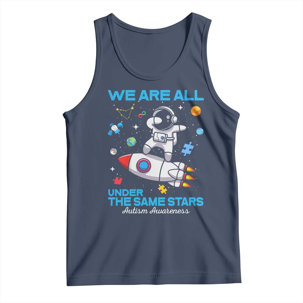Autism Acceptance Tank Top We Are All Under The Same Stars TS10 Navy Print Your Wear