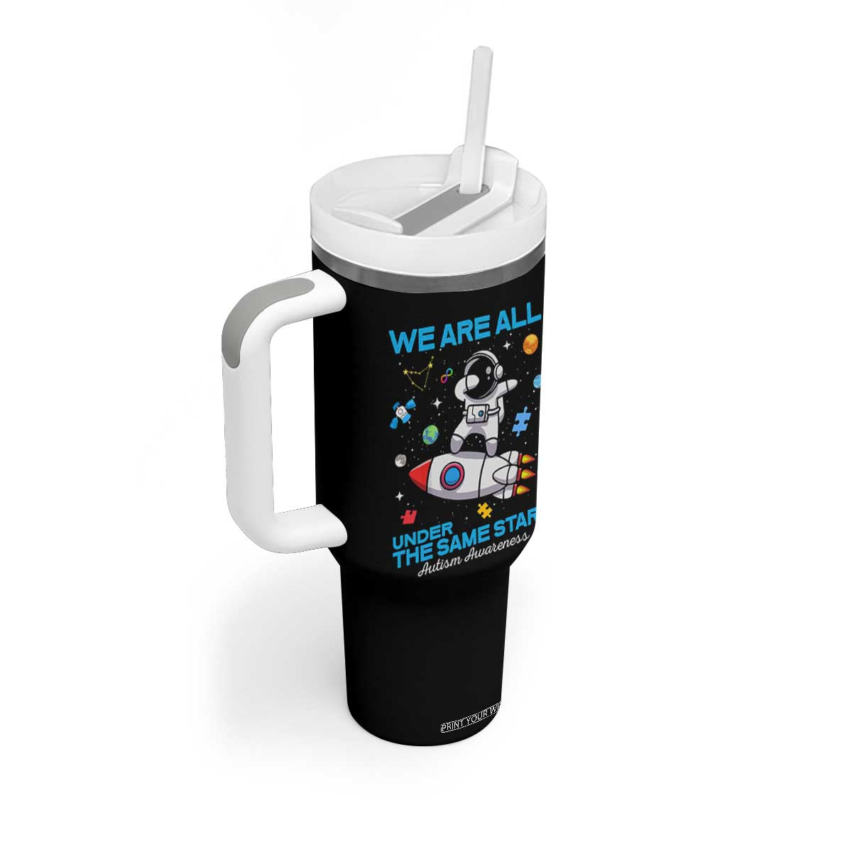 Autism Acceptance Tumbler With Handle We Are All Under The Same Stars TS10 Print Your Wear