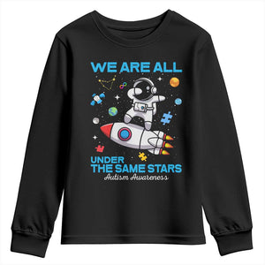 Autism Acceptance Youth Sweatshirt We Are All Under The Same Stars TS10 Black Print Your Wear